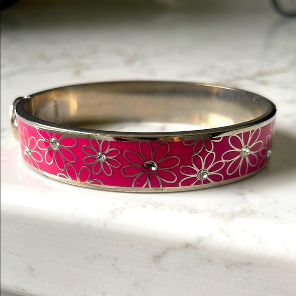 Coach Floral Pink and Silver Bangle Bracelet - Picture 1 of 5